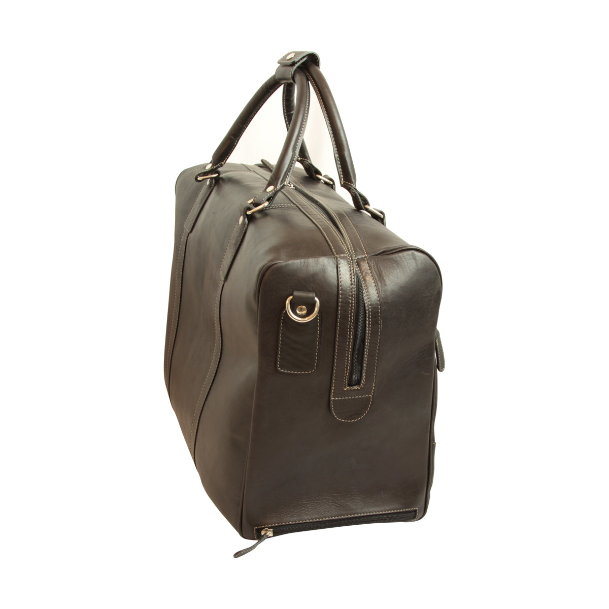 Premium Oiled Calfskin Leather Travel Bag - Dark Brown