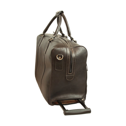 Premium Oiled Calfskin Leather Travel Bag - Dark Brown