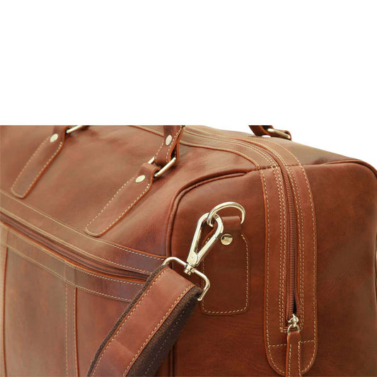 Premium Oiled Calfskin Leather Travel Bag - Chestnut