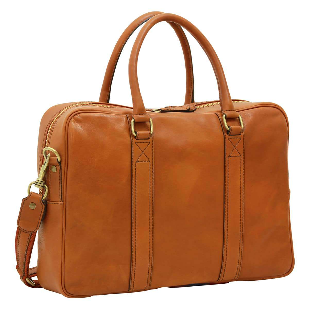 Soft Calfskin Leather Briefcase - Gold