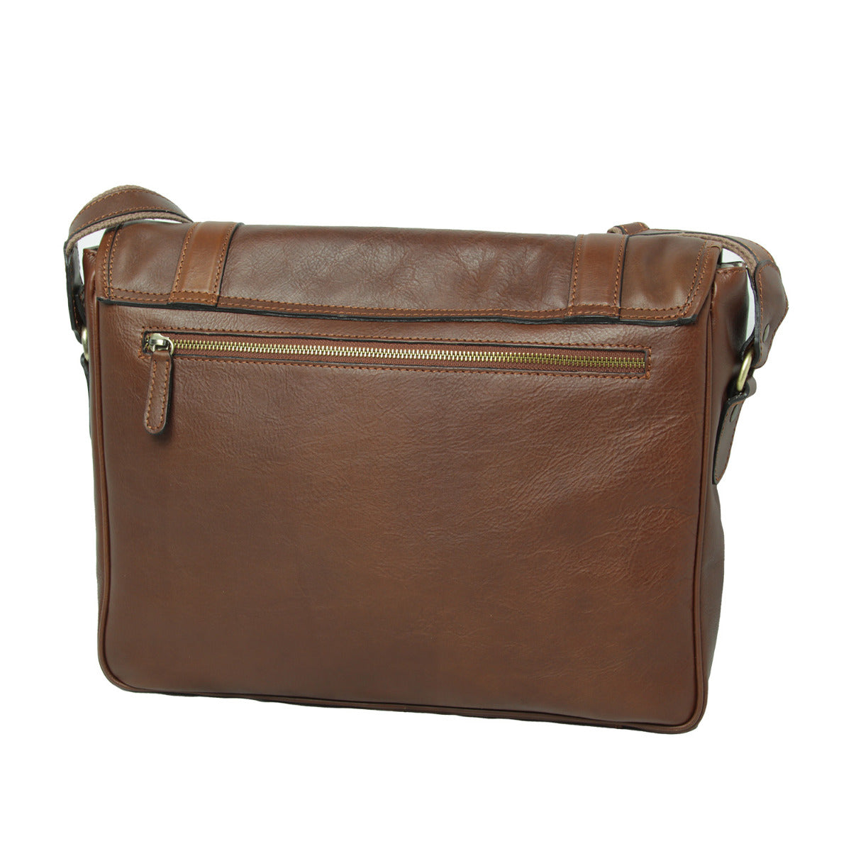 Soft Calfskin Leather Messenger Bag - Chestnut