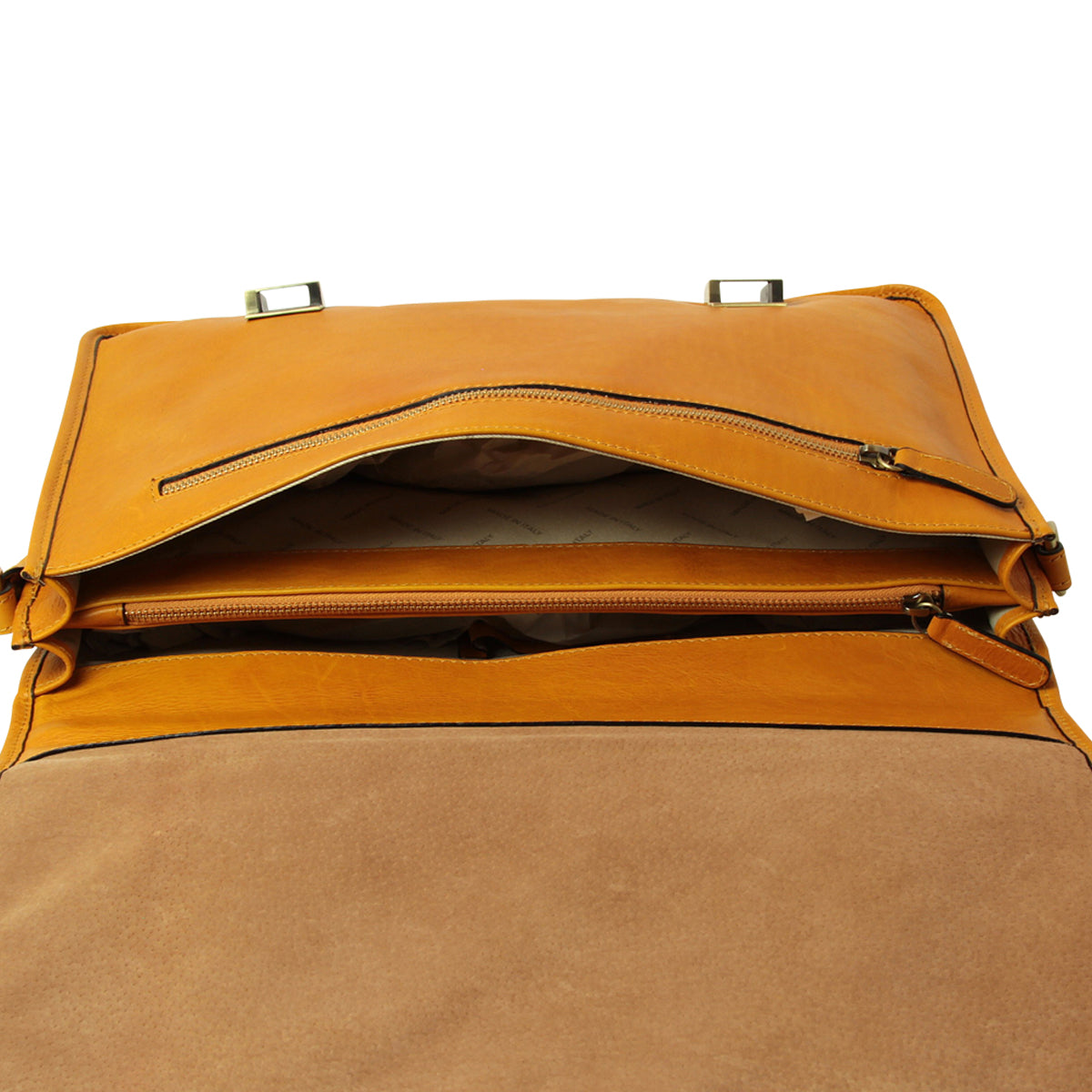 Soft Calfskin Leather Briefcase-Ochre