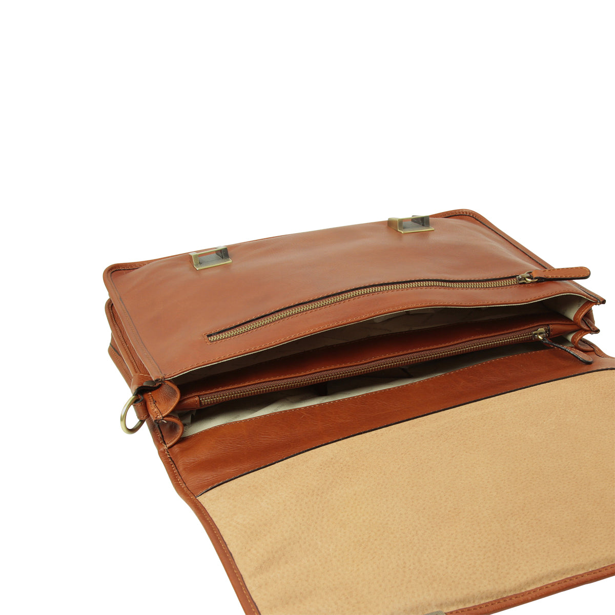 Calfskin Leather Briefcase-Teak
