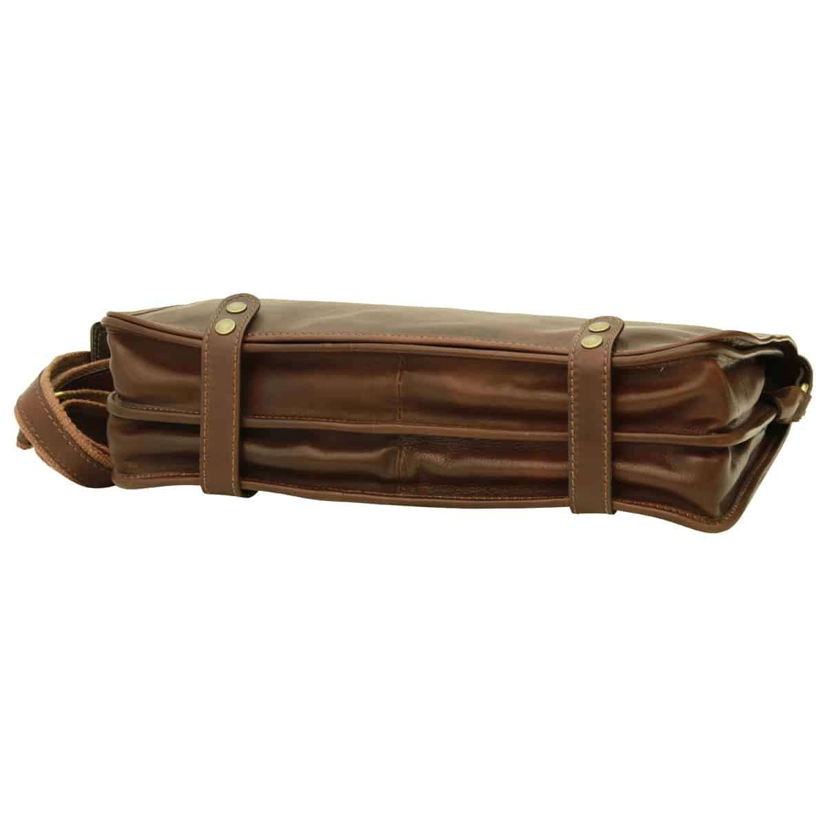 Calfskin Nappa Messenger Bag - Dark Brown