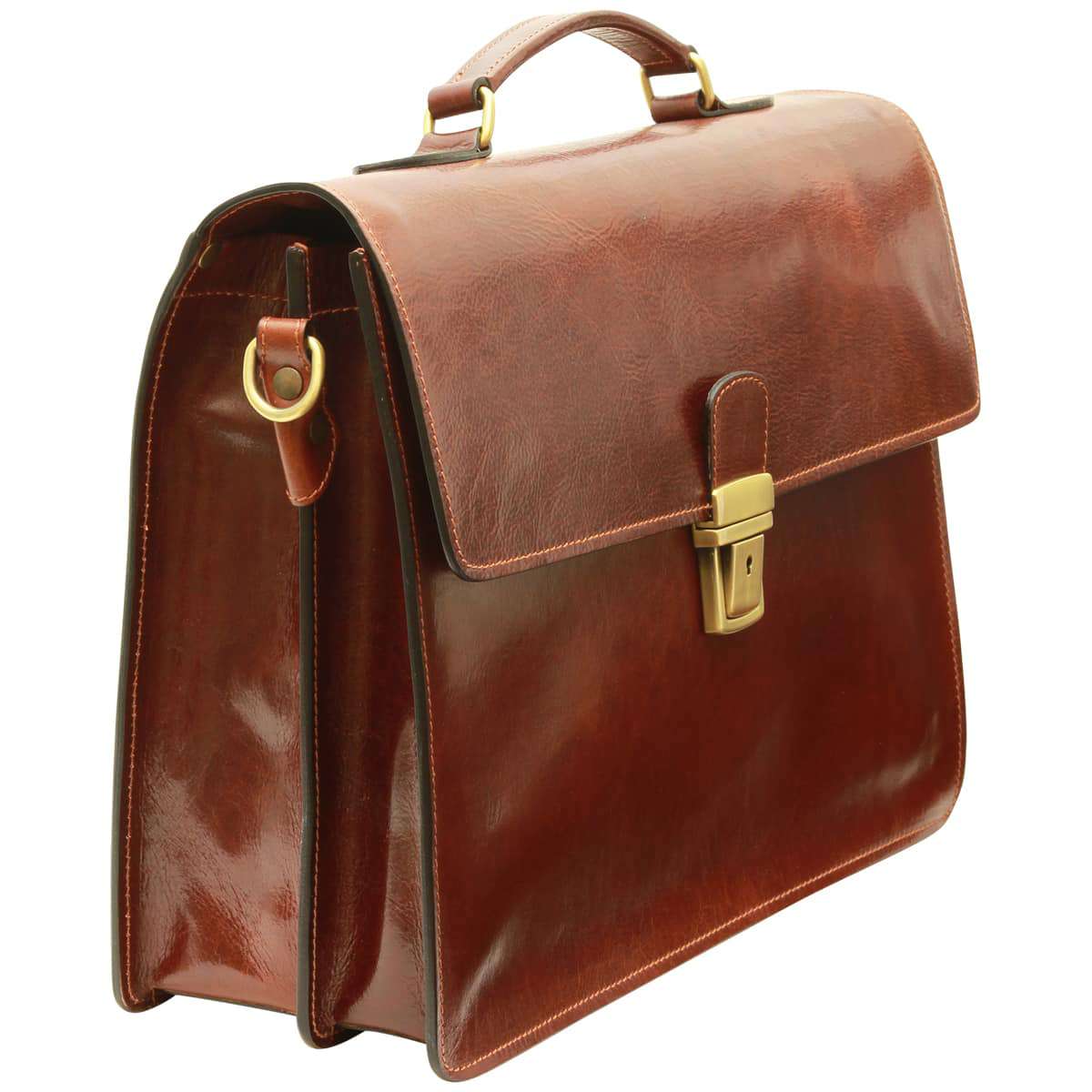 Leather Laptop Briefcase - Brown