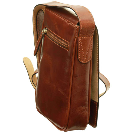 Cowhide Leather Cross Body Bag - Brown