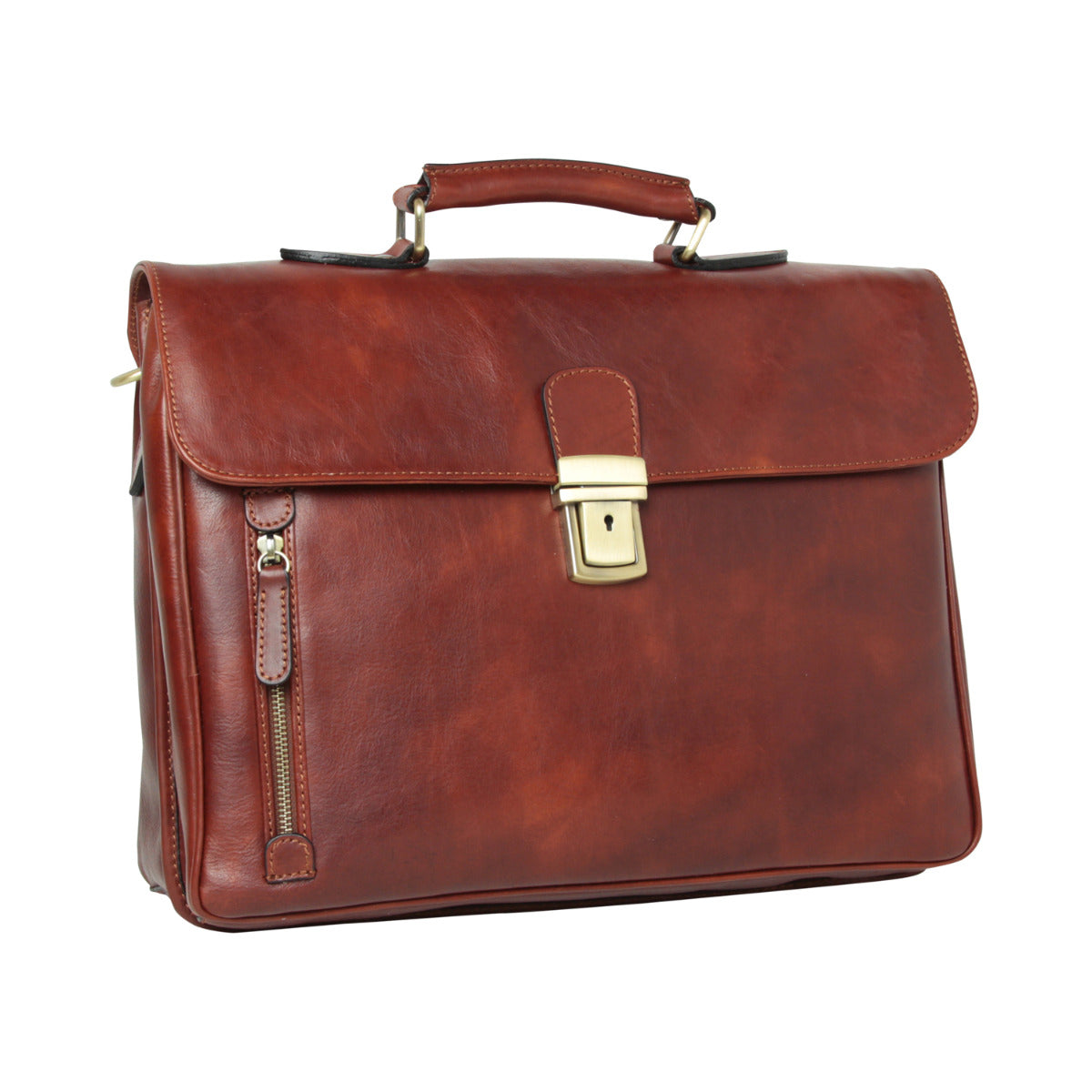 Full Grain Leather Briefcase - Brown
