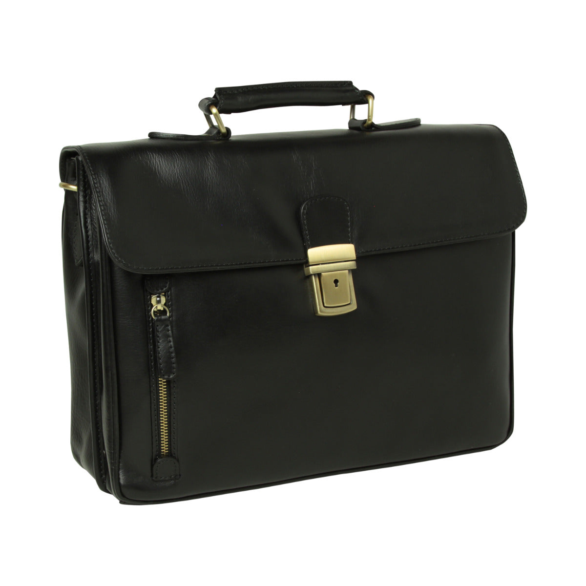 Full Grain Leather Briefcase - Black