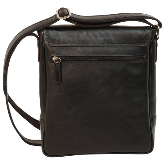 Leather Satchel Bag For I-Pad - Black