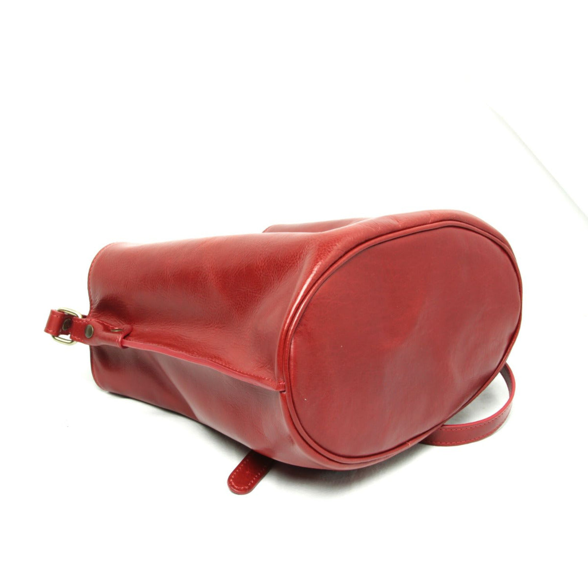 Full Grain Leather Shoulder Bag - Red