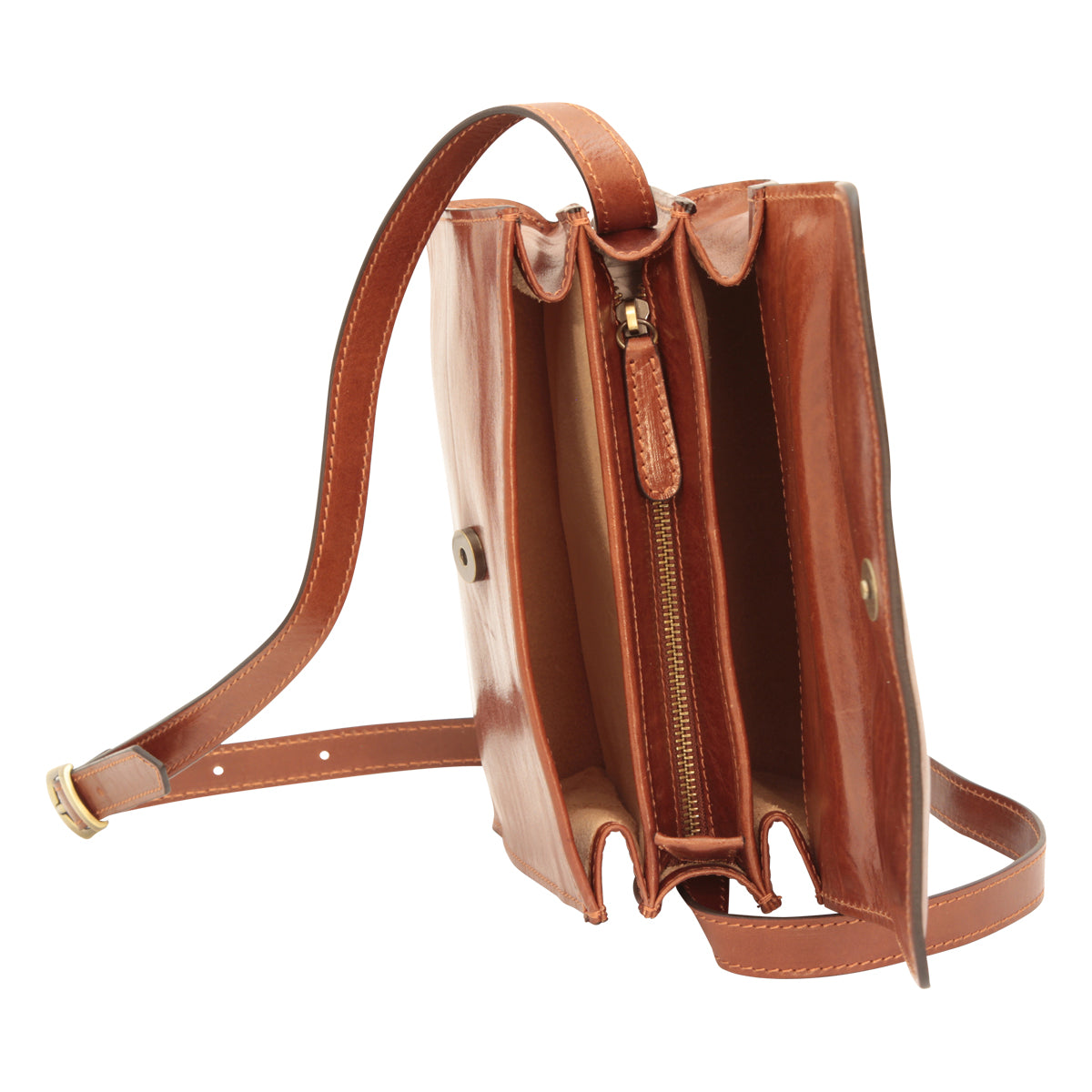 Full Grain Calfskin Shoulder Bag-Brown