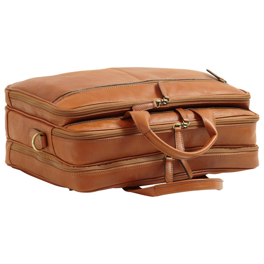 Italian Leather Briefcase - Brown Colonial