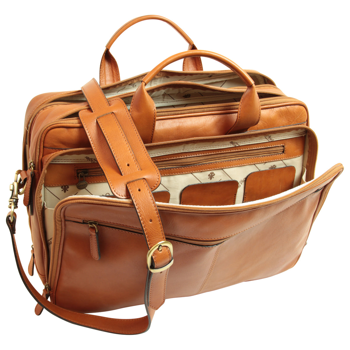 Italian Leather Briefcase - Brown Colonial