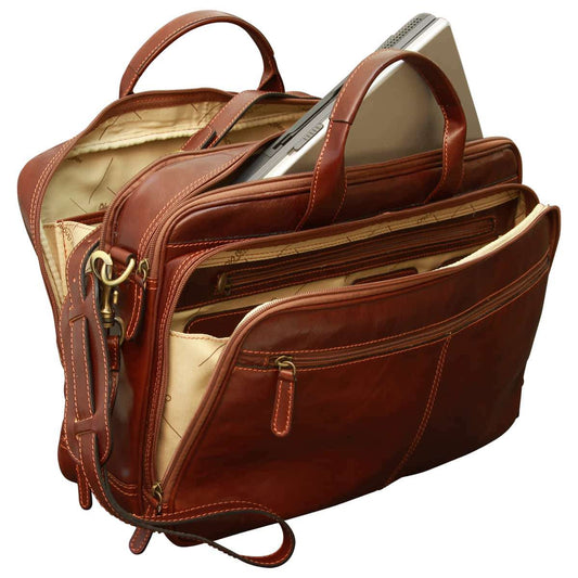 Italian Leather Briefcase - Brown