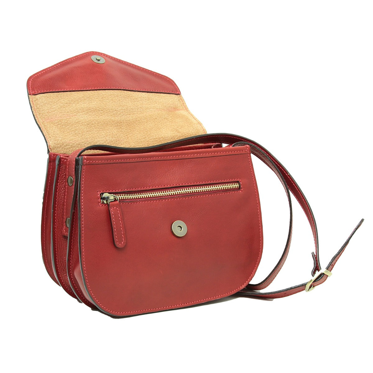 Full Grain Calfskin Shoulder Bag-Red