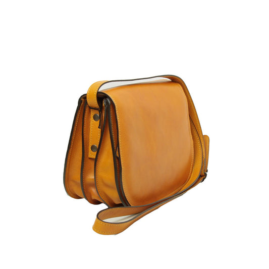 Women'S Shoulder Bag In Full Grain Calfskin-Yellow Ocher