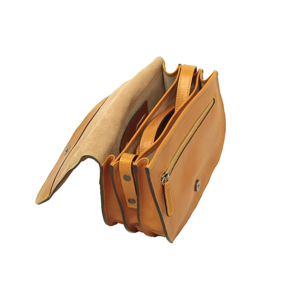 Women'S Shoulder Bag In Full Grain Calfskin-Yellow Ocher