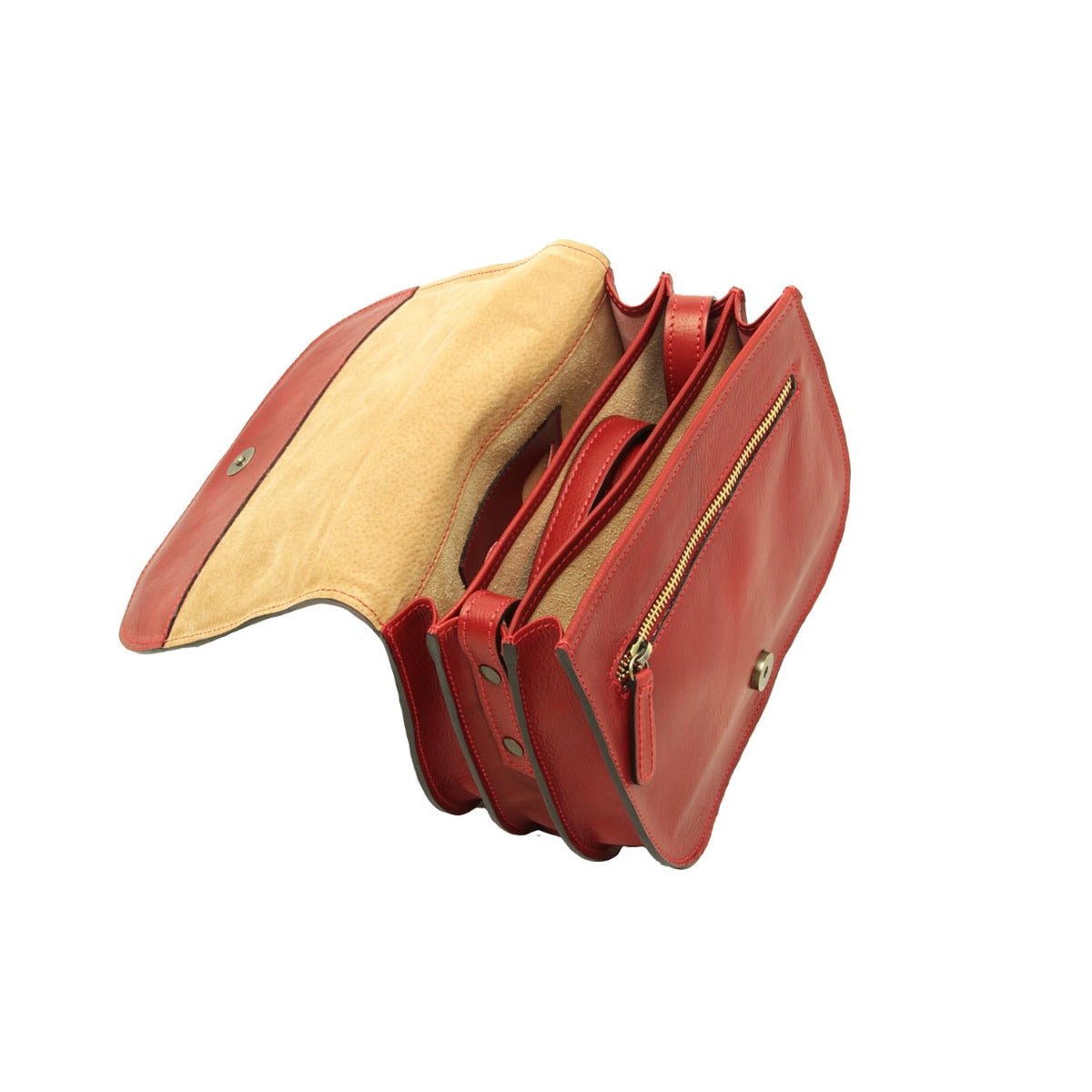 Women'S Shoulder Bag In Full Grain Calfskin -Red