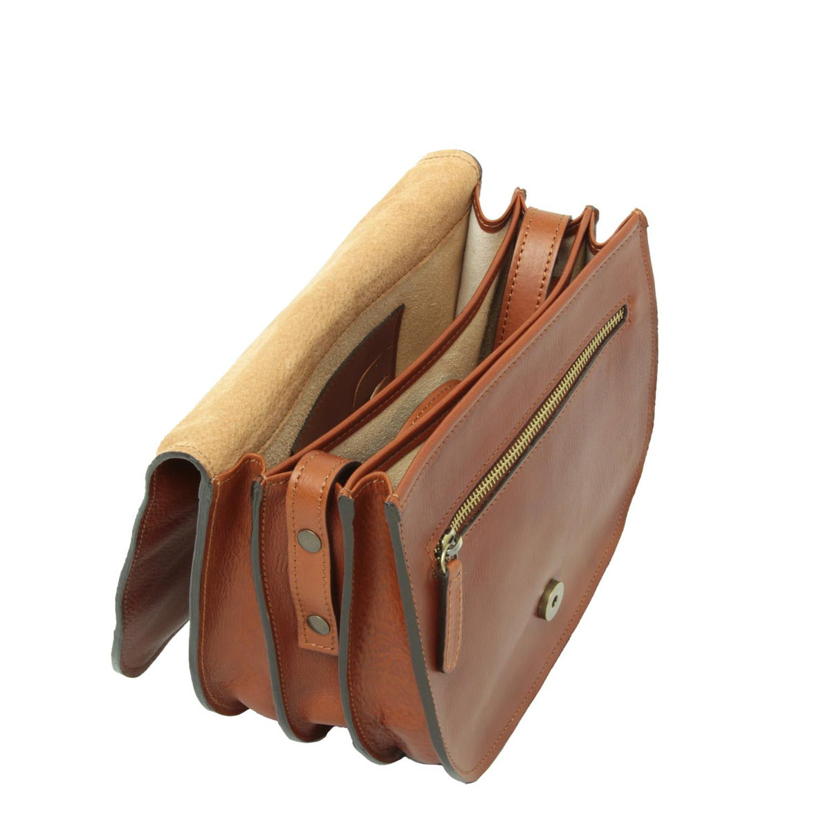 Women'S Shoulder Bag In Full Grain Calfskin-Teak