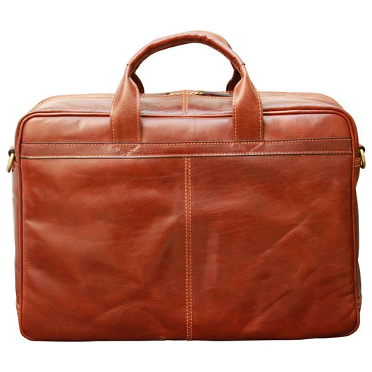 Esclusiva Ii Leather Laptop Briefcase - Brown