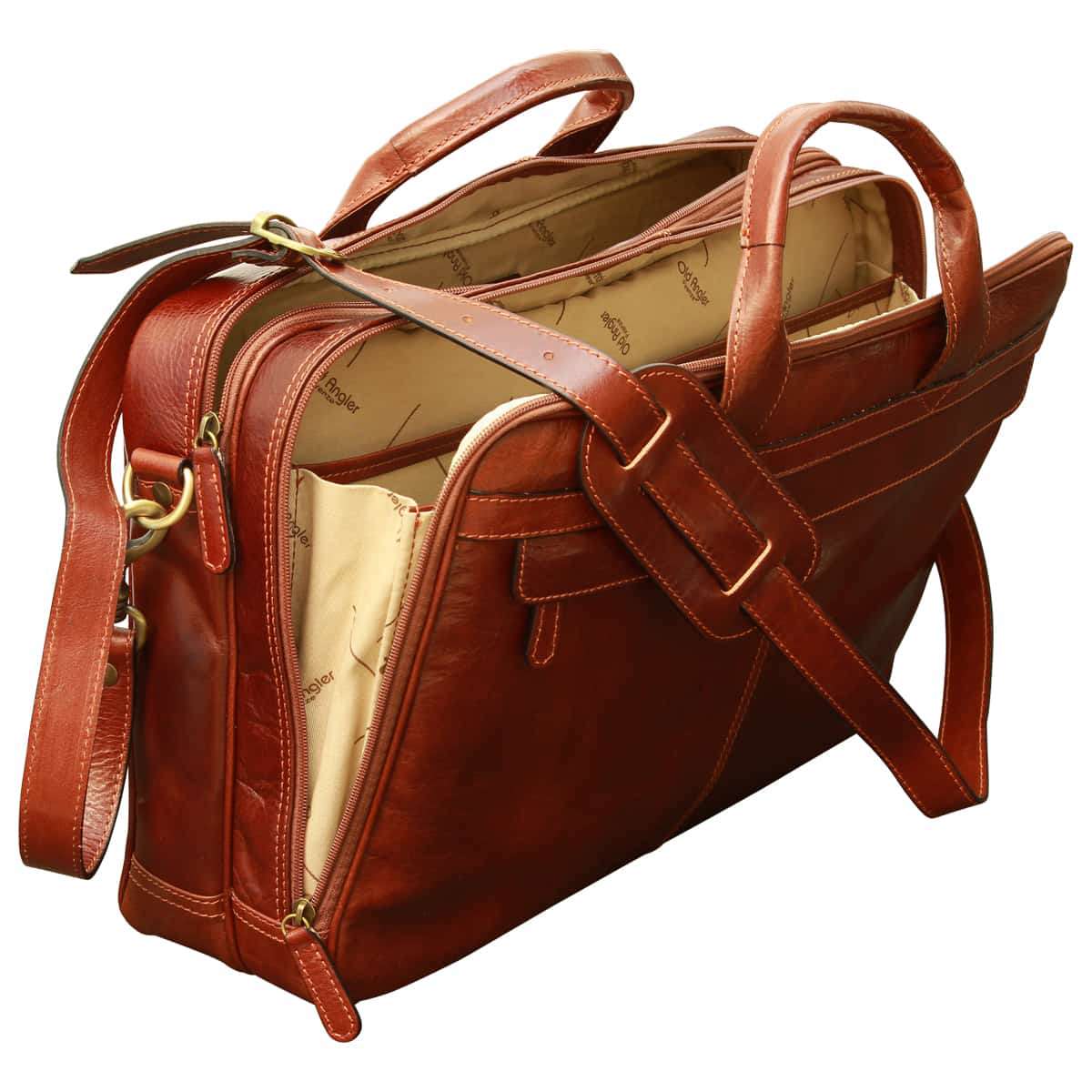 Esclusiva Ii Leather Laptop Briefcase - Brown