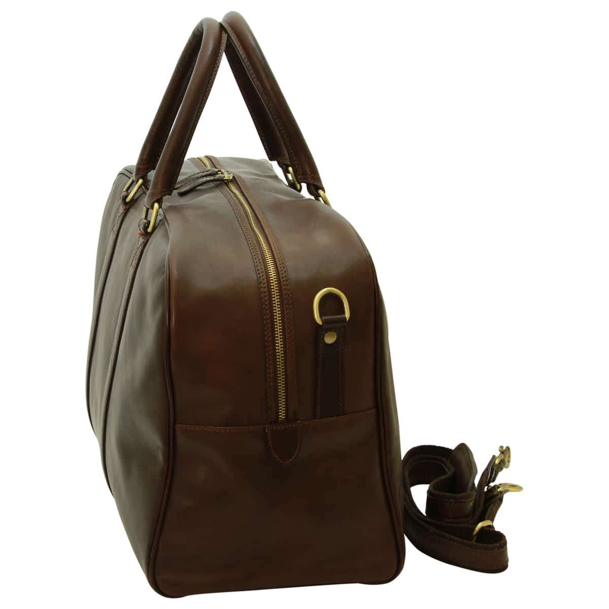 Soft Calfskin Leather Travel Bag - Dark Brown