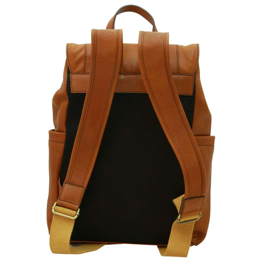 Leather Laptop Backpack - Gold