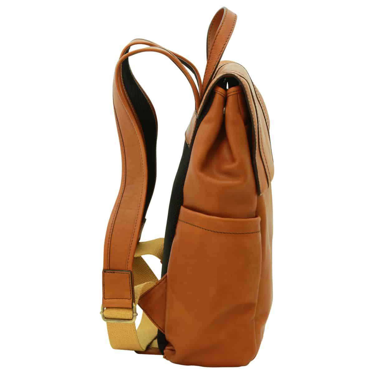 Leather Laptop Backpack - Gold