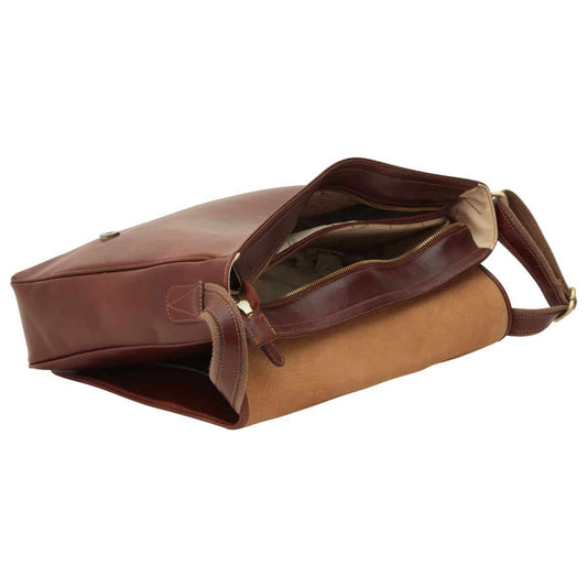Large Leather Bag With Magnetic Closure - Brown