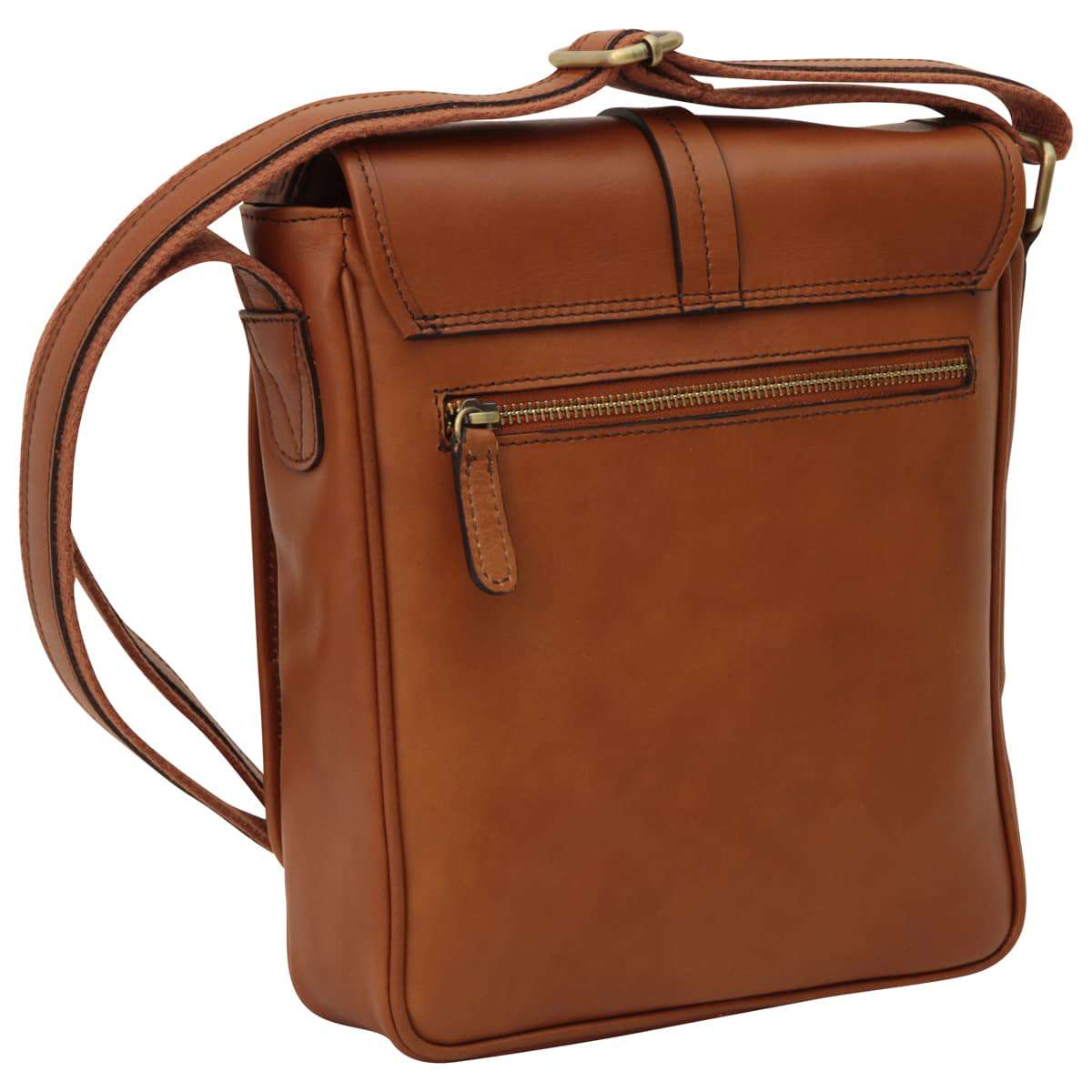 Small Leather Bag With Magnetic Closure - Brown Colonial
