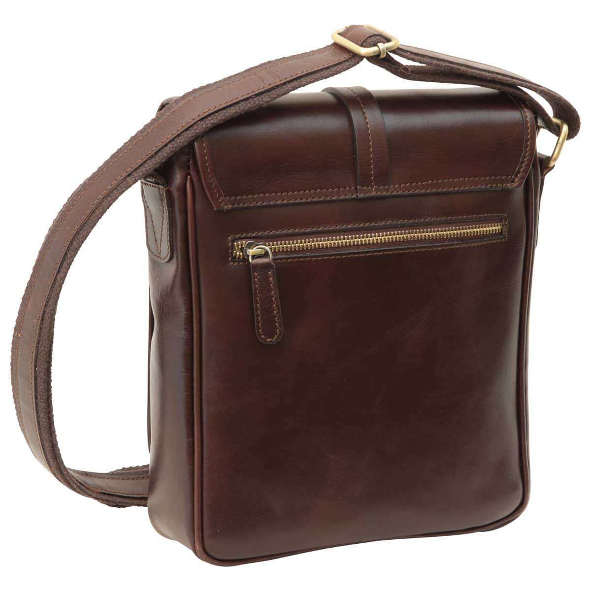 Small Leather Bag With Magnetic Closure - Dark Brown