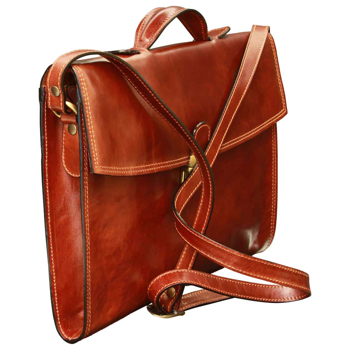 Business Leather Briefcase - Brown