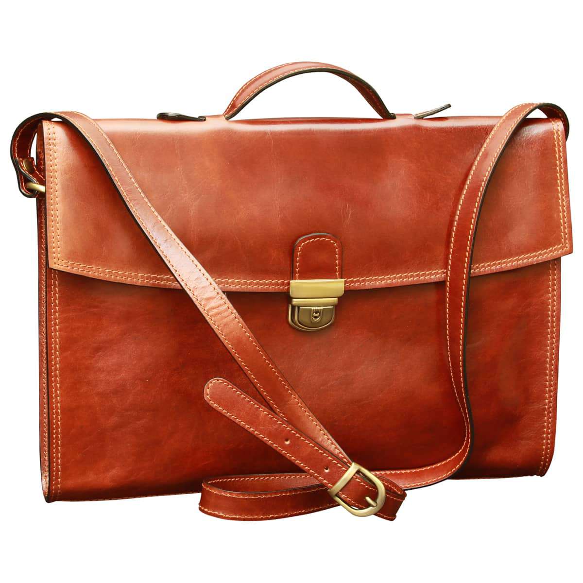 Business Leather Briefcase - Brown