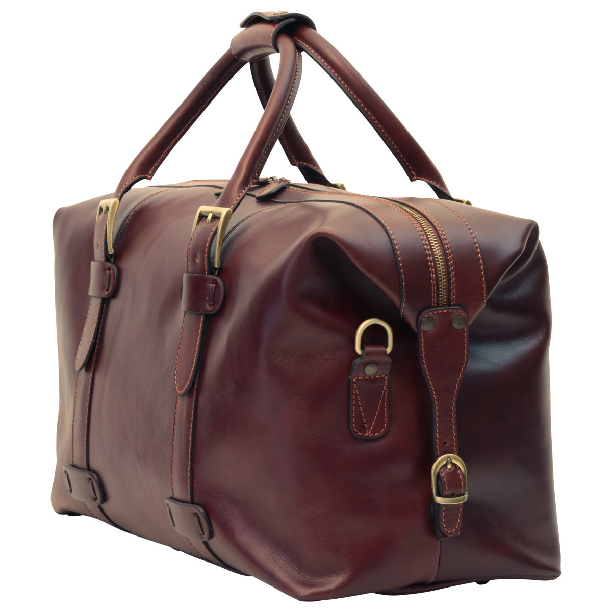 Cowhide Leather Travel Bag - Brown