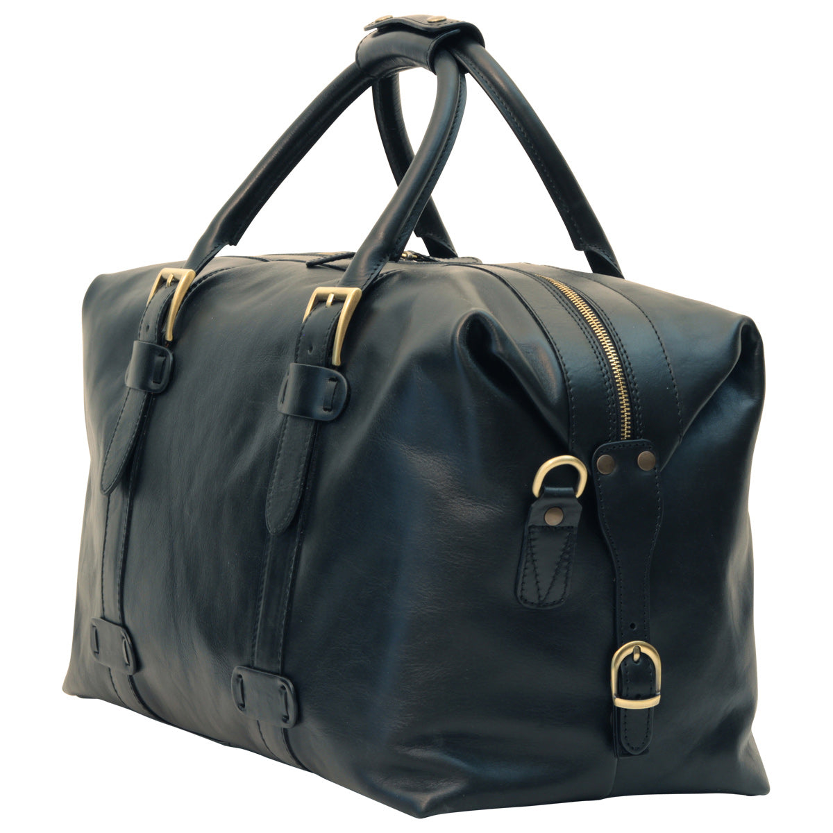 Cowhide Leather Travel Bag - Black