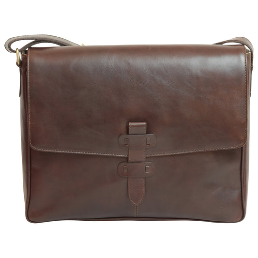 Cowhide Leather Messenger - Dark Brown