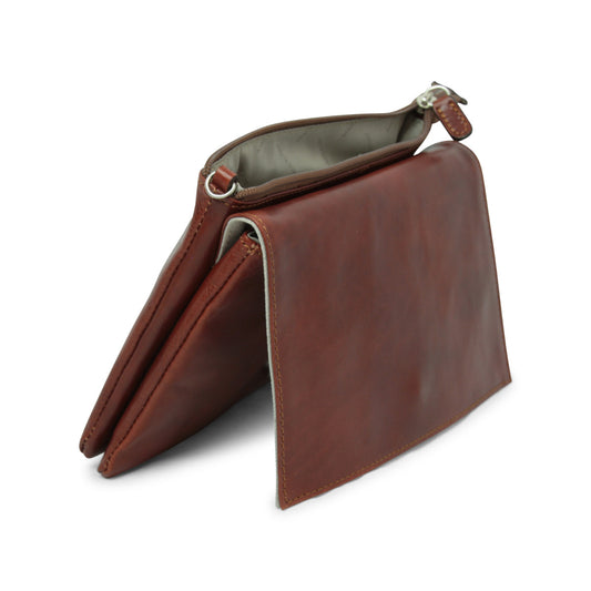 Full Grain Leather Shoulder Bag - Brown
