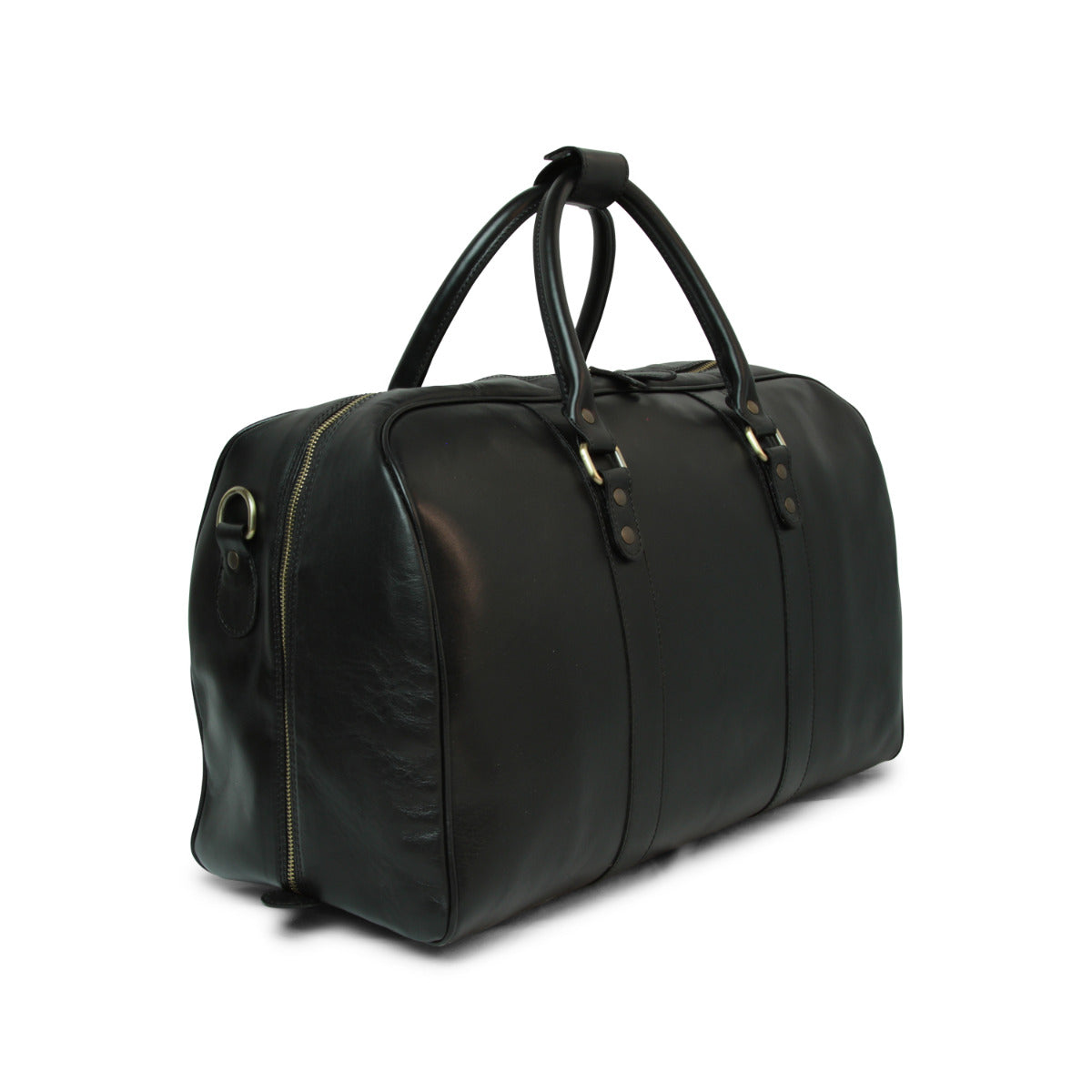 Full Grain Leather Large Travel Bag - Black
