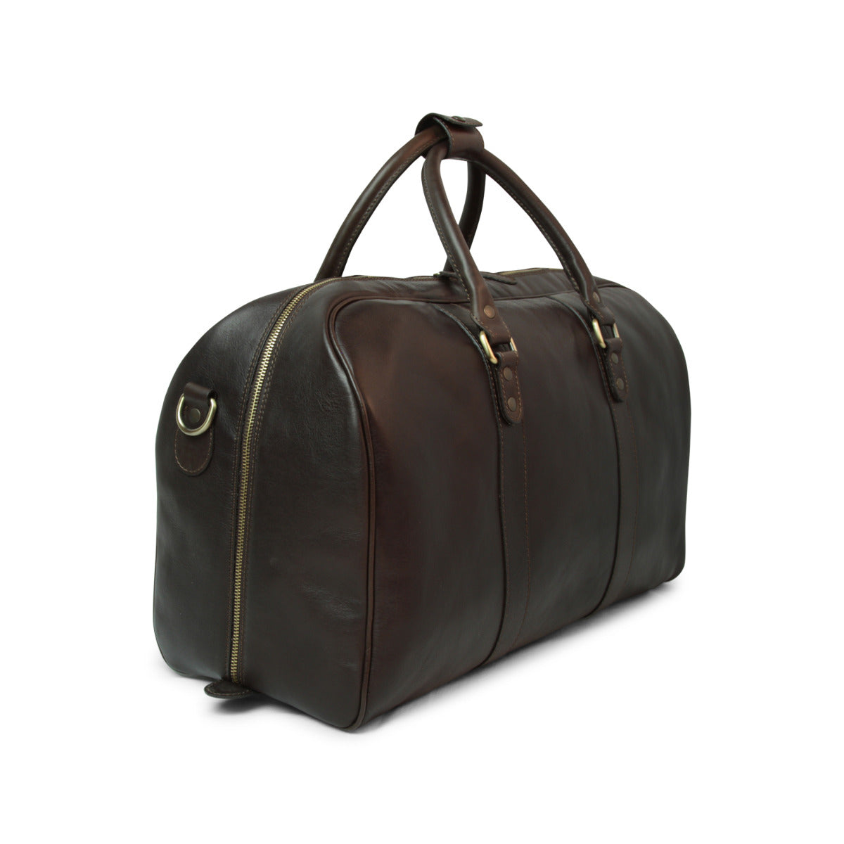 Full Grain Leather Large Travel Bag - Dark Brown