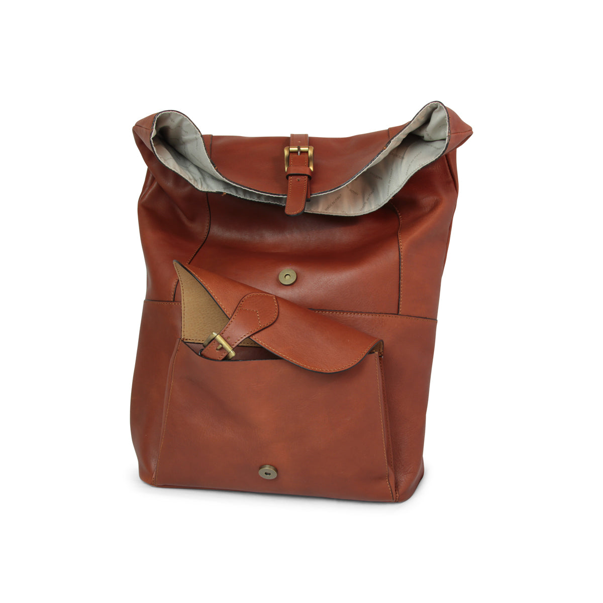 Full Grain Leather Backpack - Brown