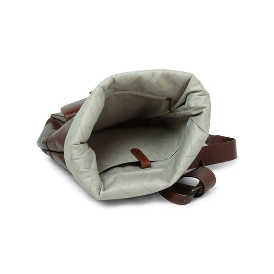 Full Grain Leather Backpack - Brown 4151