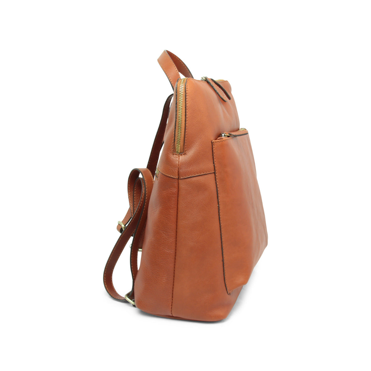 Full Grain Leather Back Pack - Gold