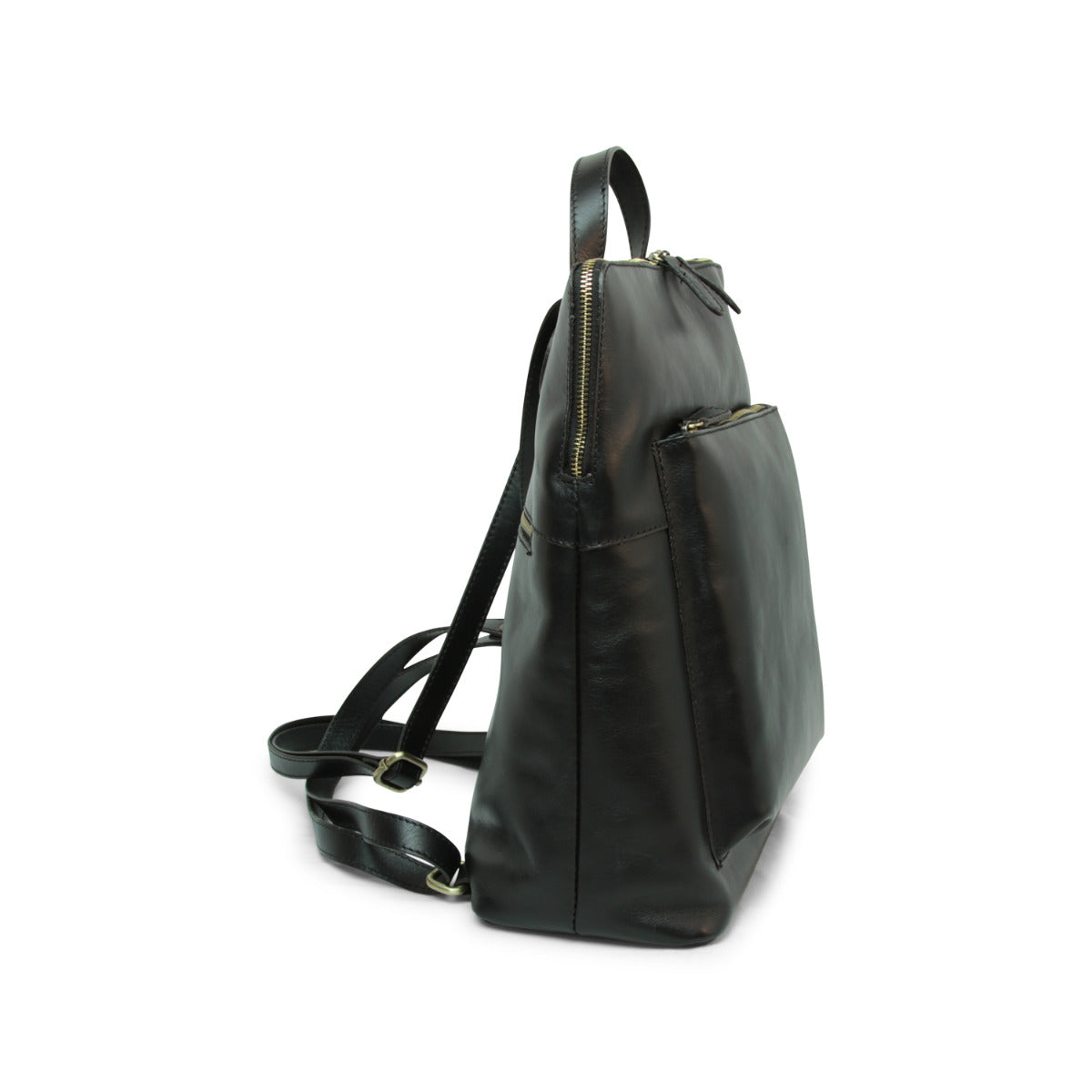 Full Grain Leather Backpack - Black