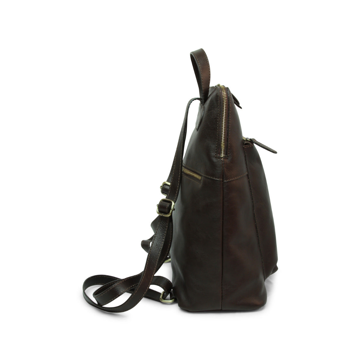 Full Grain Leather Backpack - Dark Brown