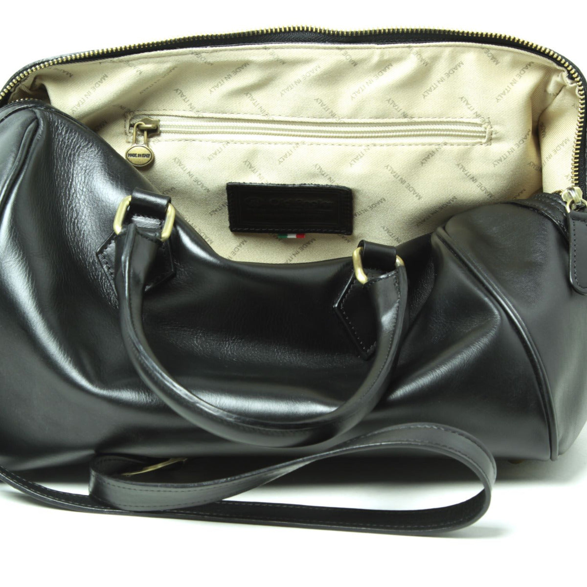 Double Handled Shoulder Bag - Black
