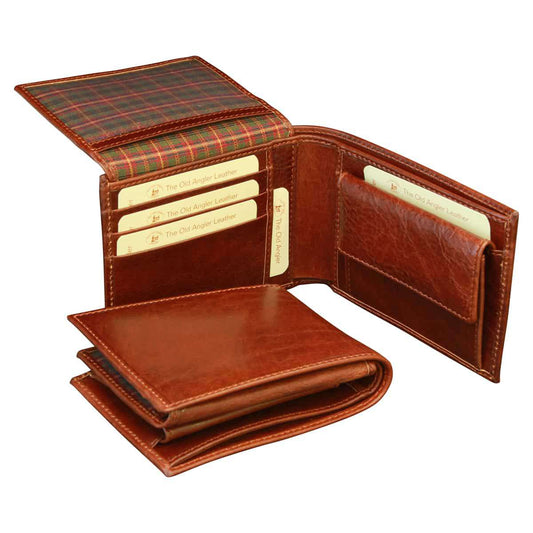 Leather Bifold Wallet With Coin Pocket - Brown Rfid System