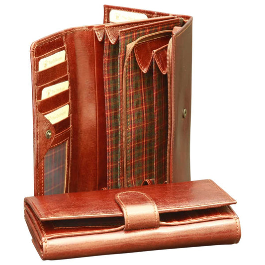 Women'S Cowhide Leather Wallet - Brown With Rfid