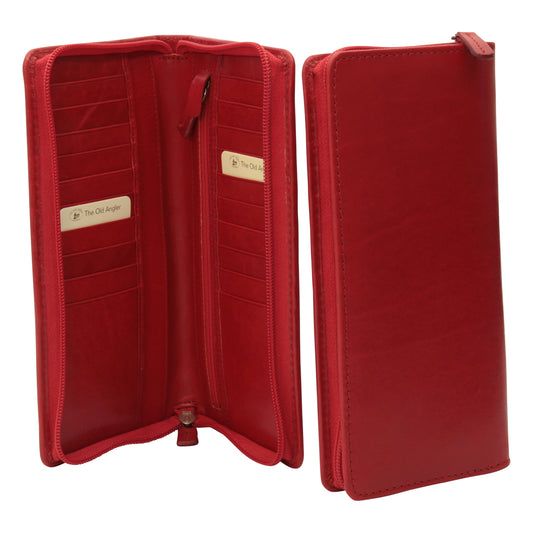 Leather Travel Wallet-Red