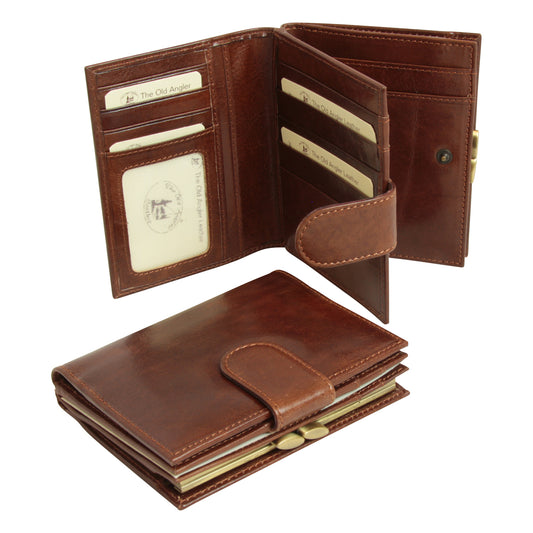Three Part Leather Wallet With Coin Pocket - Brown