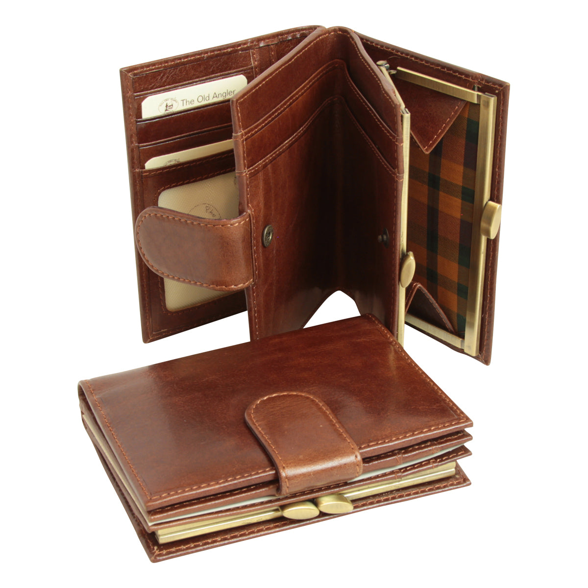Three Part Leather Wallet With Coin Pocket - Brown